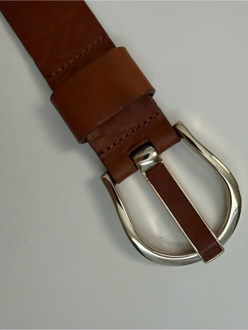 Banana Republic Belt Leather Metal Buckle Square Classic Brown Camel Gold